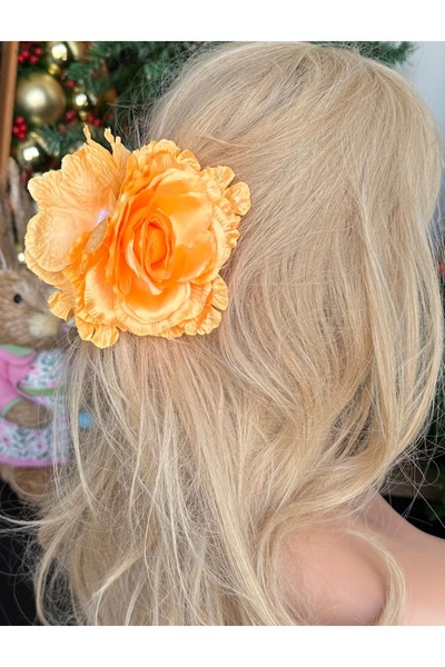 Queen Nelly Luxury Fashion Trend - Neon Orange Large Satin, Rose Flower Cloth...