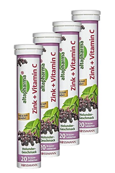 Altapharma Water Melting Tablets - 20 Pack Vitamin C+zinc, Black Elderberry Flavored (4 Pieces)