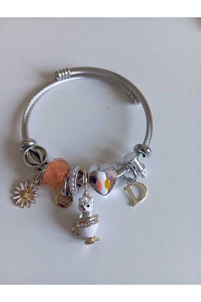 bee Steel Stone Nature Tree Tree of Life Charm Bracelet Black White