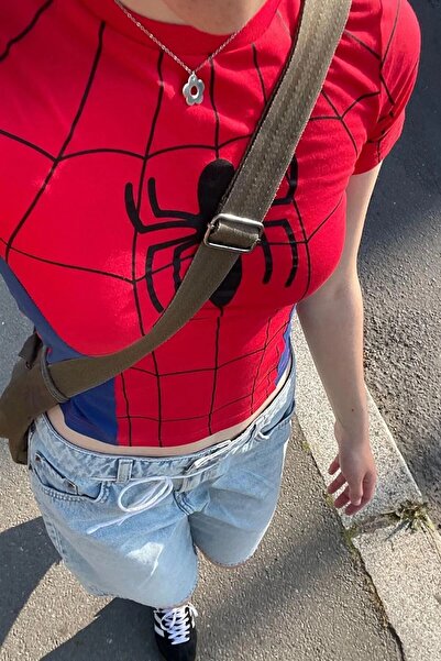 weywot Harajuku Μαύρο ριγέ αράχνη με στάμπα