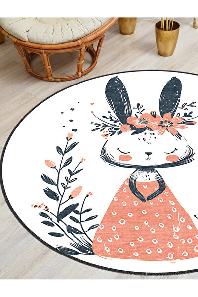 blcmoda Modern Design Woven Base - Washable Non-Slip Rug, Round Children's Rug Rug-202