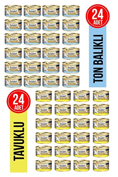 Gourmet Süper Paket - Purina Gourmet Ton Balıklı + Tavuklu Kedi Konserve 24 +...