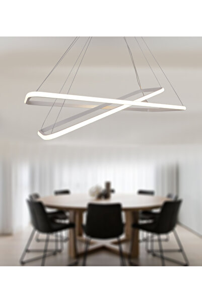 TT AYDINLATMA TT400-2 BY TT Aydınlatma Dikdörtgen ( Gün Işığı ) 2 li Mat Beyaz Led Avize