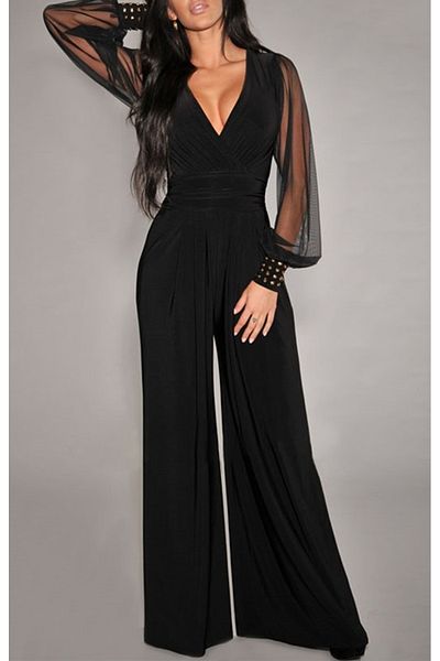 Serap Koç Black Legendary Jumpsuit - Double Breasted Collar and Accessory Sleeves