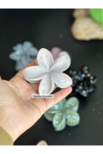 Queen Nelly Beige Colored New Trend Fashion - Jewelled Aloha Lotus Flower Patterned Latch Buckle