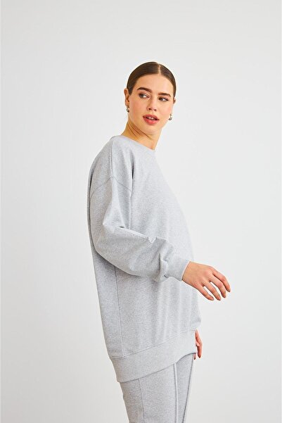 Basicpark Next Side Slit Oversize Cotton Gray Bottom Top Set