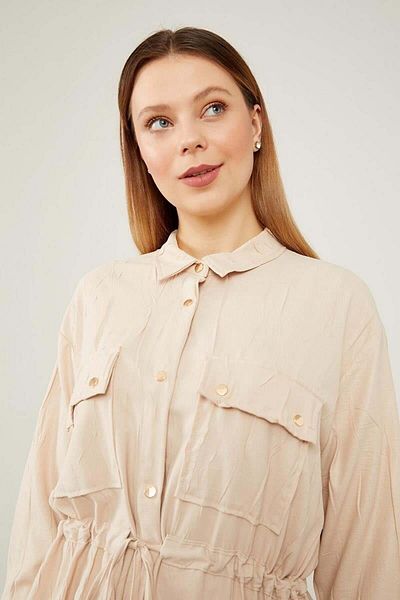 Levidor Ariana Gathered Waist Trousers Sports Set Beige