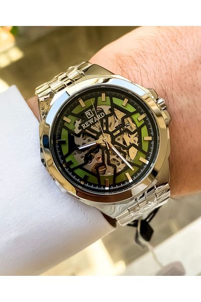 Reward Men's Wristwatch - Automatic, Steel Waterproof, Skeleton Case