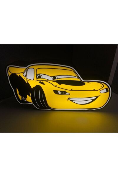 Devotech Şimşek Mcqueen Araba Led Işıklı Lightbox Masa Lambası Sarı