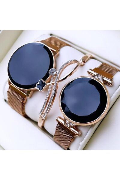 Spectrum Dokunmatik Çubuk Led Rose Gold Çift Saatleri Bileklik Hediyelidir