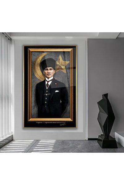 EMYA HOME Pictură pe sticlă Ataturk cu cadru metalic