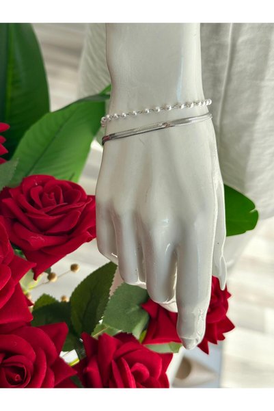 REGGENTE Pearl-studded Italian Steel Bracelet