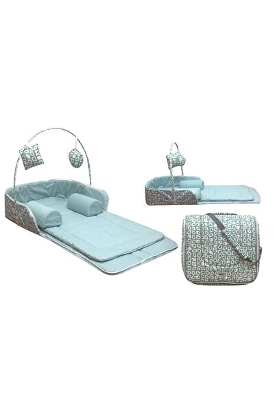 Babyjem Oyuncaklı Taşınabilir Portatif Yatak-yeşil Kare