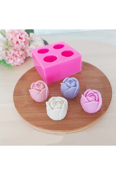 HogART Design 4' lü Küçük Tomurcuk Güller Mum Sabun & Kokulutaş Silikon Kalıp