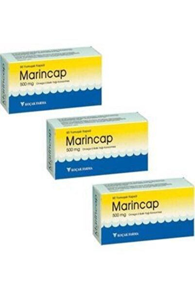 Marincap Marincor Yeni İsmiyle Omega-3 Balık Yağı 500 Mg 60 Kapsül 3 Adet