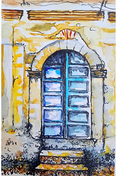 artoloji Nuri Özçelik - Kapı No.15 - 2023 - Kağıt Üzerine Suluboya - 13x17 cm