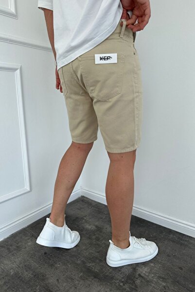 MADZEYMODA Ανδρικό τζιν σορτς μπεζ