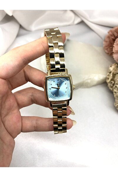 Coliseum Square Gold Light Blue Women's Wristwatch