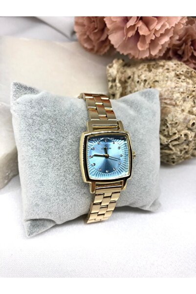 Coliseum Square Gold Light Blue Women's Wristwatch