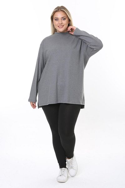 CrazyShopping Plus Size Yumoş Ποιότητα - Μπαλάκι με σχισμή γιακά ψαρά