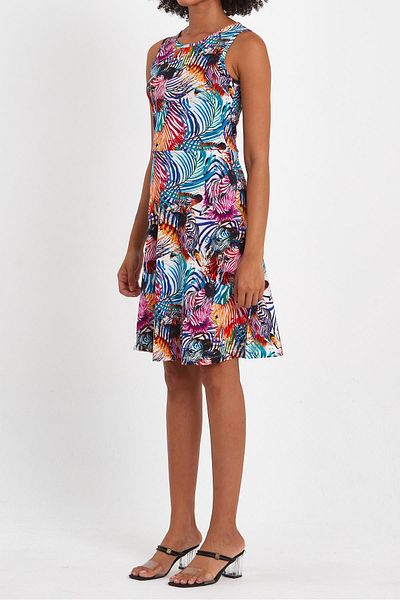 CrazyShopping Rochie multicoloră cu model mini tricotată în linie A