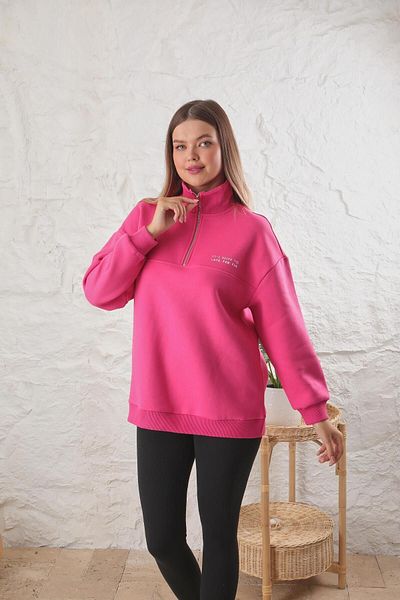 CrazyShopping Raised Zippered Three Thread Sweatshirt