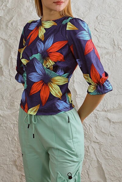 CrazyShopping Γυναικεία μπλούζα με μανίκια τριών τετάρτων μπροστά