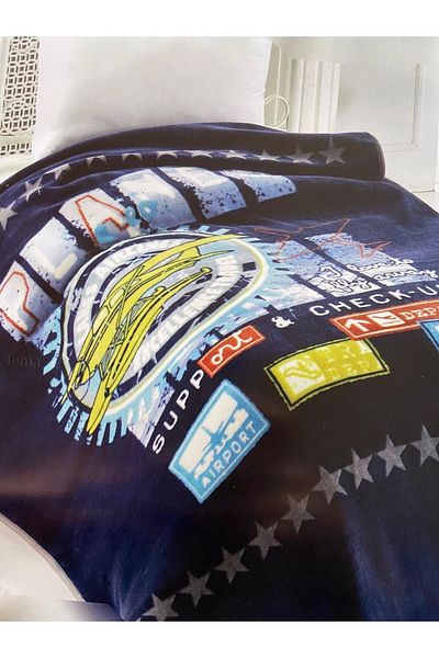 MİNK Aircraft Theme Licensed Single Blanket /Bedspread/