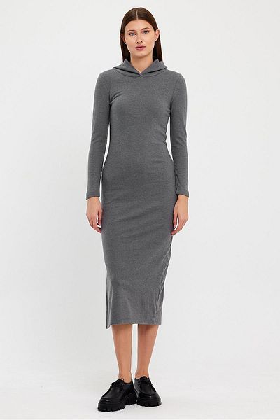CrazyShopping Yumoş Quality Hooded Slit Women's Pencil Dress