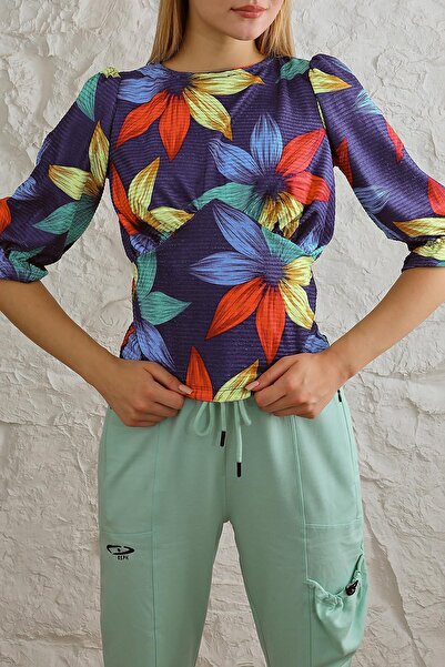 CrazyShopping Γυναικεία μπλούζα με μανίκια τριών τετάρτων μπροστά