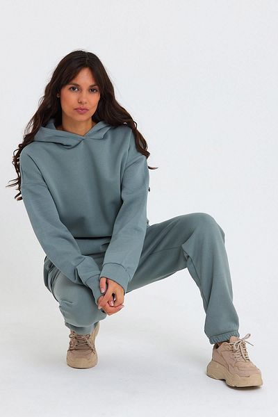 CrazyShopping Women's Oversize Fleece Tracksuit Set - Elastic Waist and Legs, Three Thread