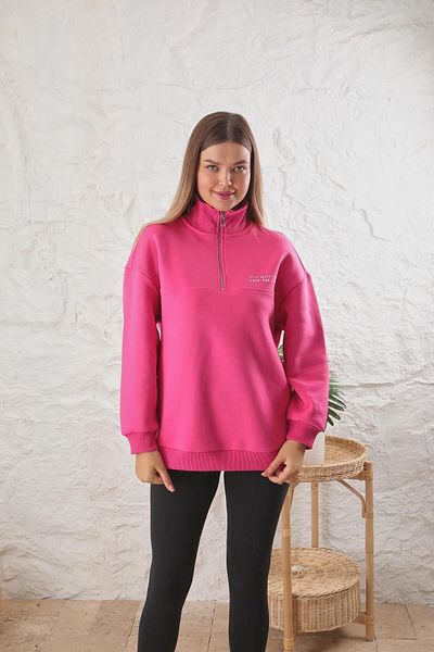 CrazyShopping Raised Zippered Three Thread Sweatshirt