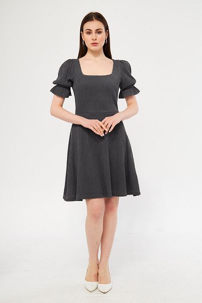 CrazyShopping Pleated Watermelon Sleeve Women's Dress