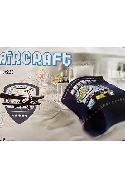 MİNK Aircraft Tema Lisanslı Tek Kişilik Battaniye /yatak Örtüsü/