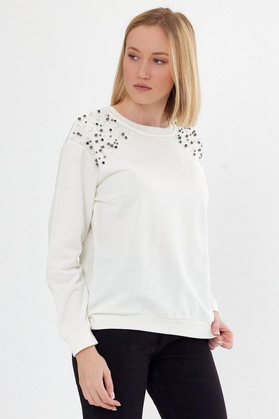 CrazyShopping Women's Shoulder Detailed Comfortable Sweatshirt