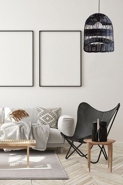 Belkıs Rattan Rattan, Bamboo, Wicker Pendant Lamp Chandelier 30x30 Cm