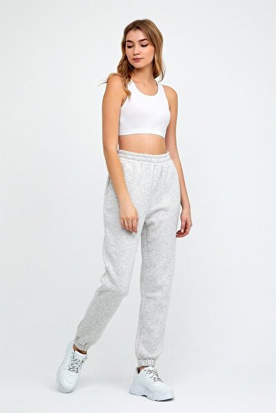 CrazyShopping Kadın Beli Ve Paçası Lastikli Üç İplik Örme Eşofman Altı Jogger