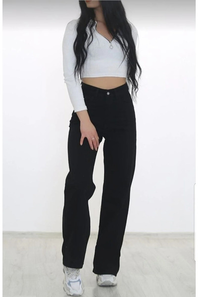 Trn JNS Colorfast Black Lycra Wide Leg Jean - Casual Wide Leg Jeans