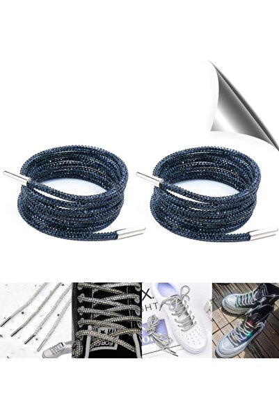 AiryFooT رباط حذاء كريستال ستون لامع 100 سم 1 زوج (أسود)