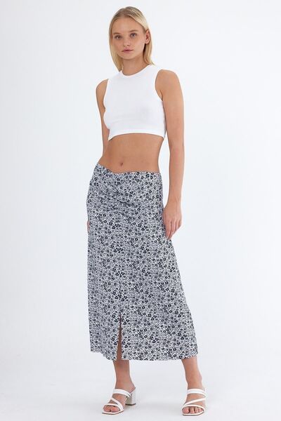 CrazyShopping Fusta cu detaliu cu șnur cu model floral