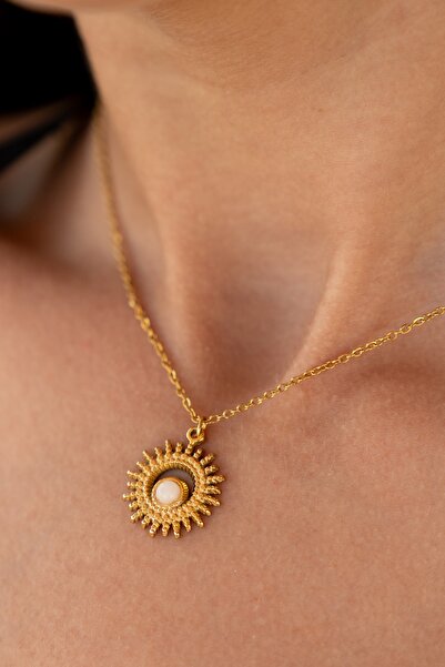 Moonjy الصلب الذهب قلادة شروق الشمس العتيقة