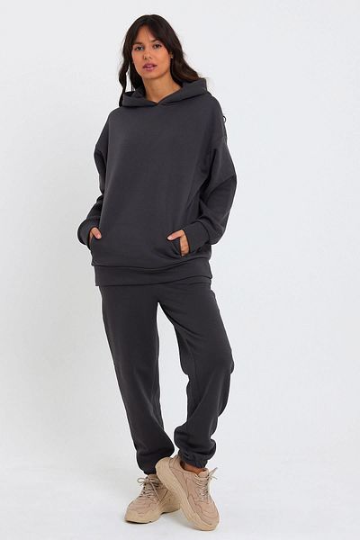 CrazyShopping Γυναικείο Σετ Φούτερ Fleece Oversize - Ελαστική μέση και πόδι, Τρεις κλωστές