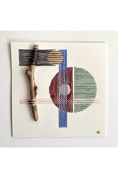 artoloji Aslı Kaynaroğlu - Doğaya Dönüş No.26 - 300 Gr Suluboya Kağıdı Üzeri Nakış - 25x25 cm