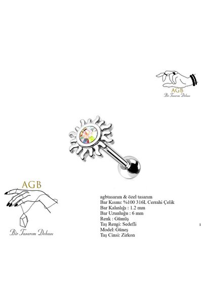 agbtasarım ZİRKON SEDEF TAŞLI "helix, Lobe, Nostril, Tragus" Kıkırdak, Burun,...