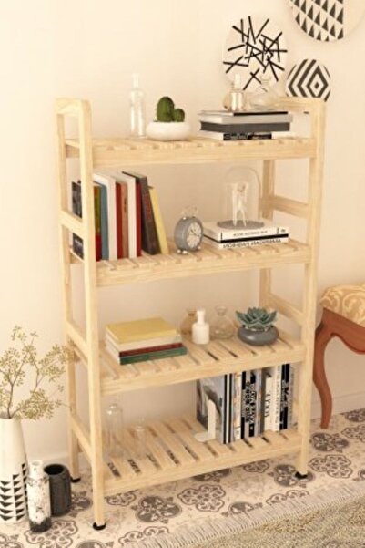 MFG AHŞAP 4 Raflı Ahşap Çok Amaçlı Dolap 144x68x30 Cm