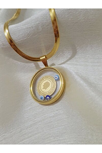 Çelik İçine çeyrek koyulabilen açılan cam fanus çelik kolye