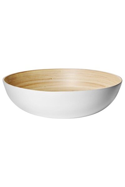 IKEA 30 Cm Servis Kasesi, Bambu-beyaz Meridyendukkan Yuvarlak Salata-sunum Kasesi Bambu