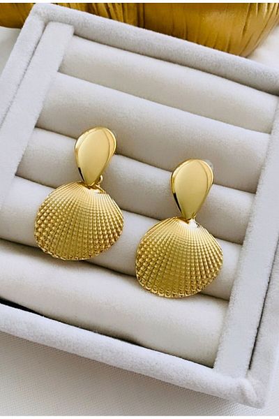 VNS Accessories Imported Seashell Earrings (4.5 cm)