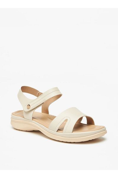 Flora Bella by Shoexpress Flora Bella Solid Flat Sandals with Hook and Loop Closure