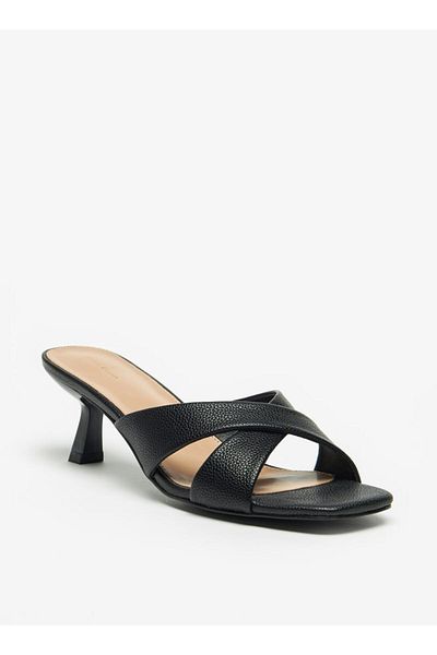 Flora Bella by Shoexpress Flora Bella Cross Strap Slip-On Sandals with Flared Heels